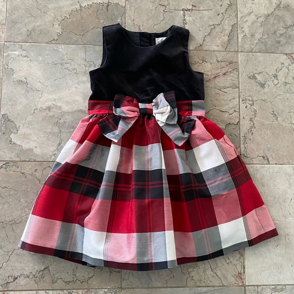 Dress Up by Gymboree Plaid Dress with Bow Size 5 Christmas Excellent Condition